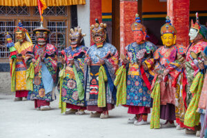 Tibetan Monks traditional mask festival dress