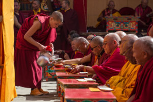 Tibetan monks, tea ritual, Buddhism