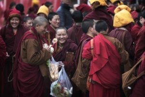 Buddhist nuns at the market