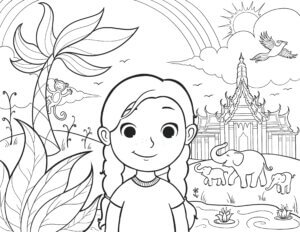 Bodhi Sees the World: Thailand Coloring Page