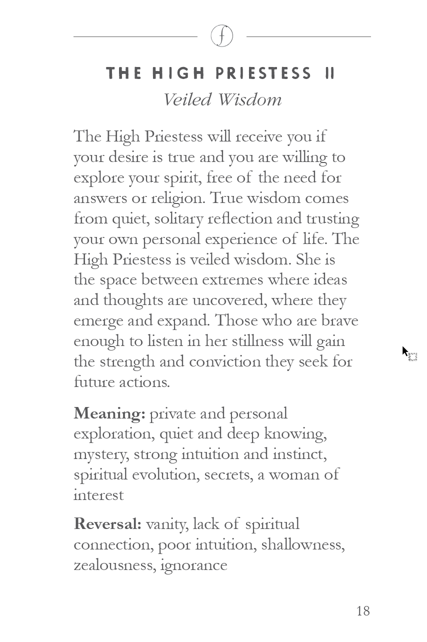 High Priestess Text