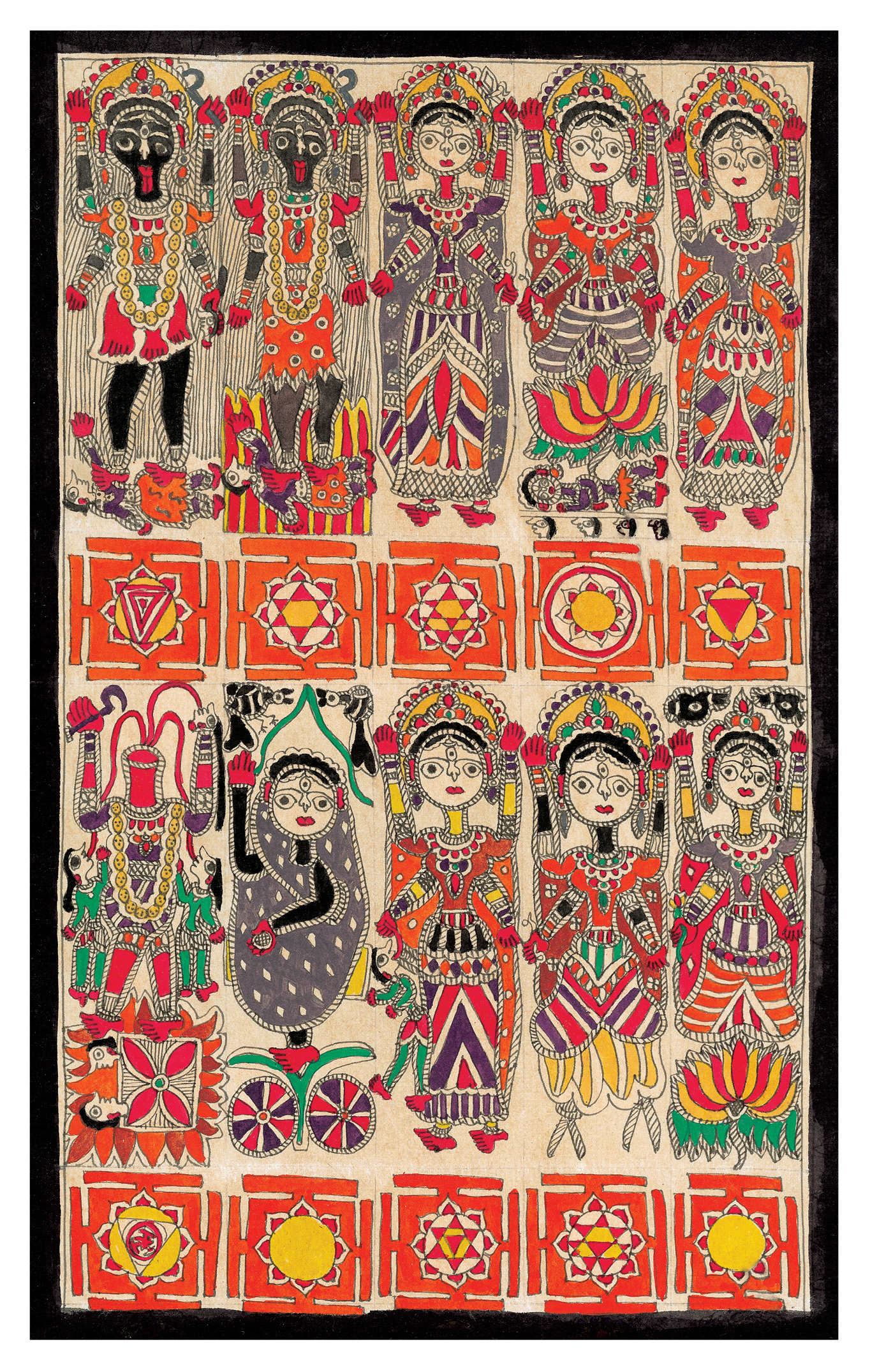 Mandalas 3-FM + Intro 3-22-06 Rows of goddess figures, with intricate patterns and mandalas.