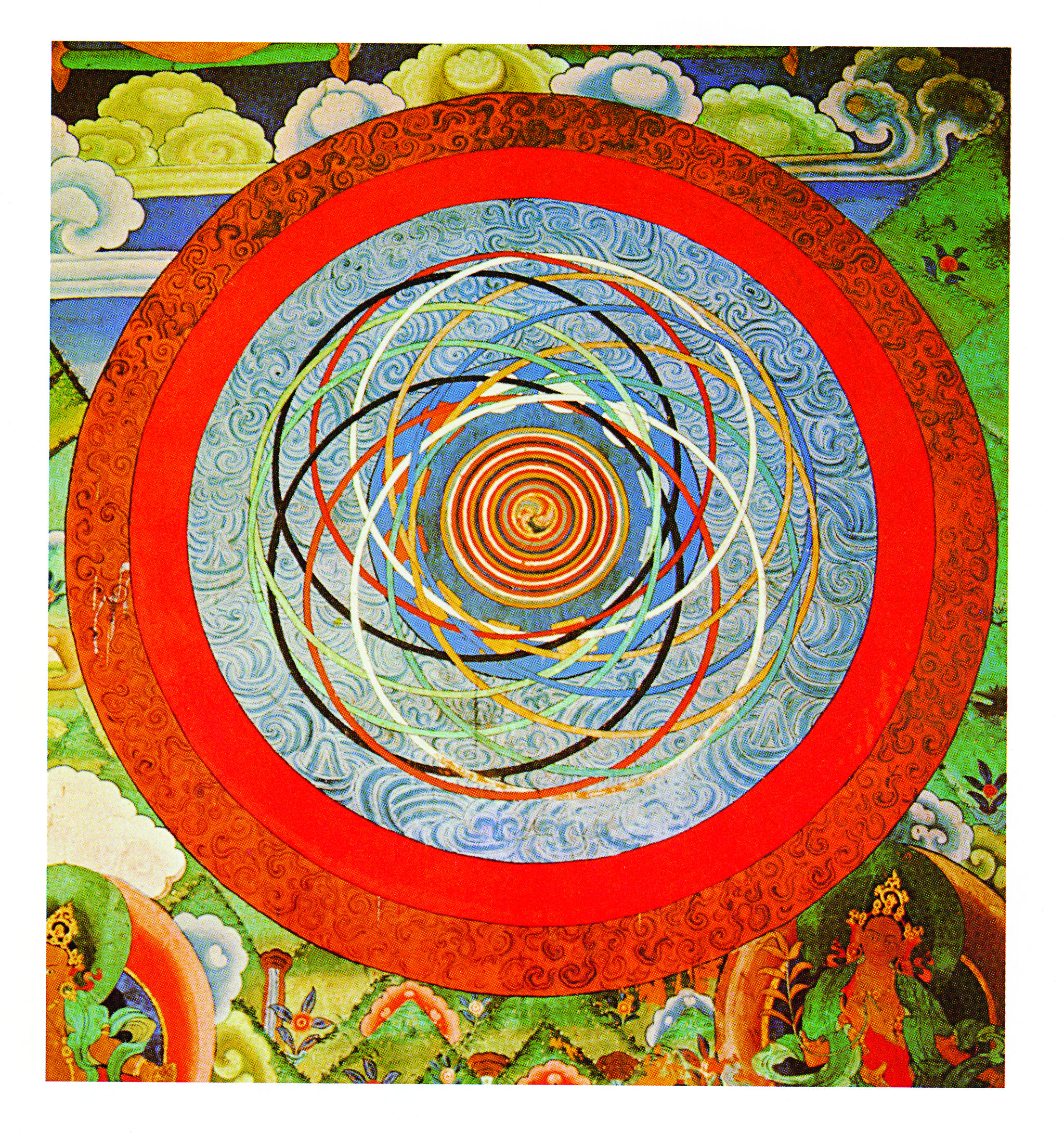 Plate_1 A richly colored mandala of concentric circles in red, blue, and gold.
