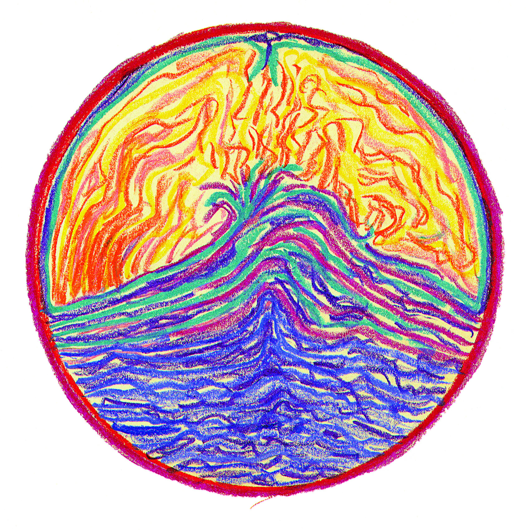 Plate_8 A mandala with a volcanic shape and flame-like colors.